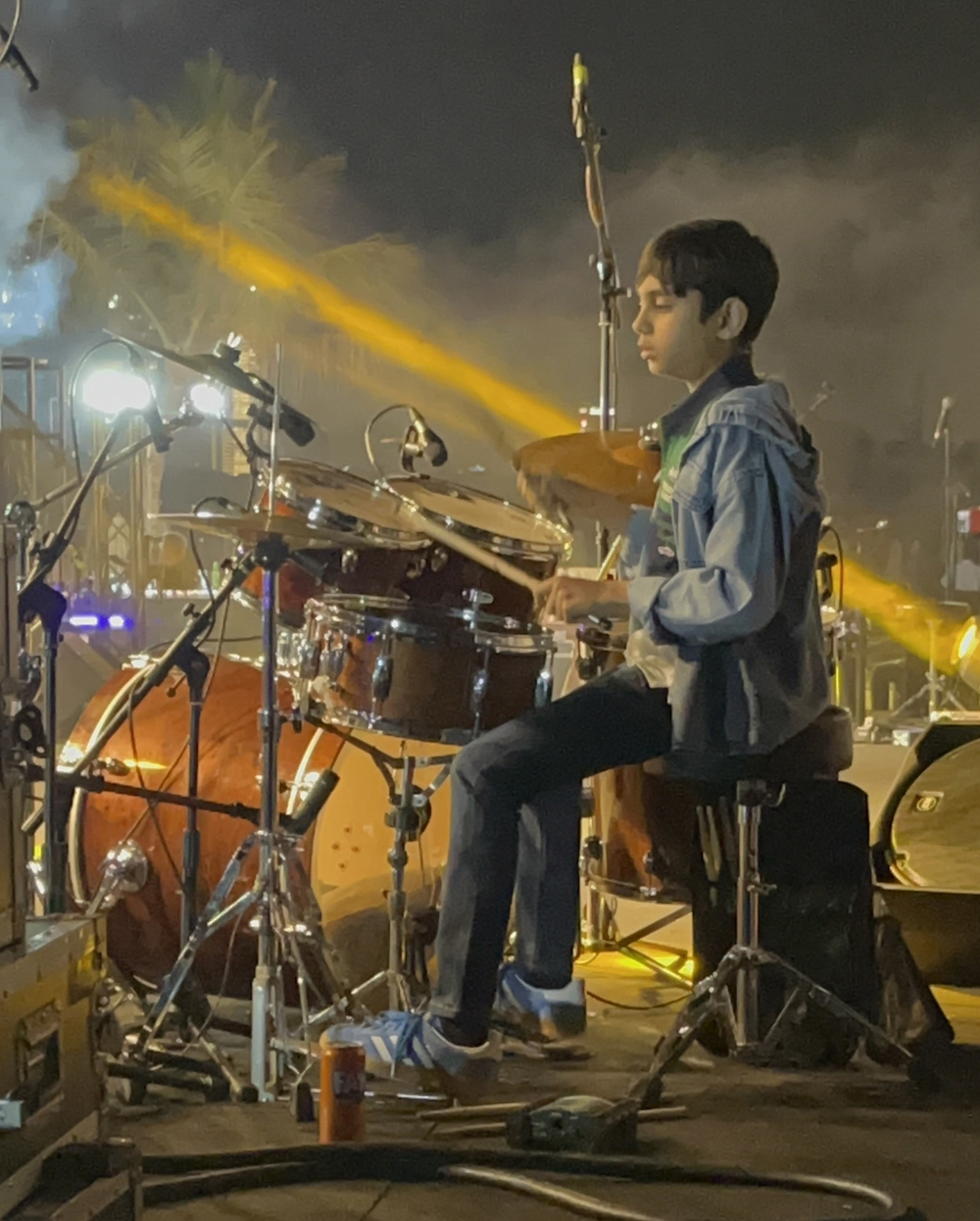 Viaan Ghorpade performing drums at Sony family day in Dubai